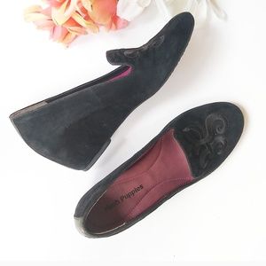 Hush Puppies loafer Wedge Heel Black Suede Size 8